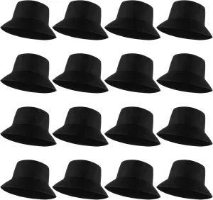 16 Pcs Solid Color Summer Bucket Hats for Women Unisex Packable Sun Hat Set Lightweight Fishman Cap for Holiday