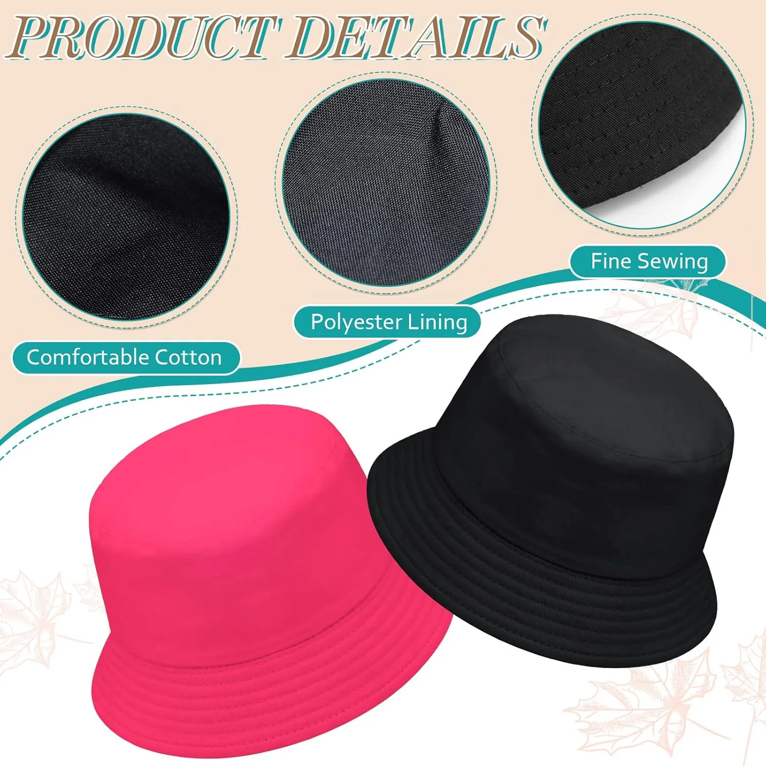 16 Pcs Solid Color Summer Bucket Hats for Women Unisex Packable Sun Hat Set Lightweight Fishman Cap for Holiday