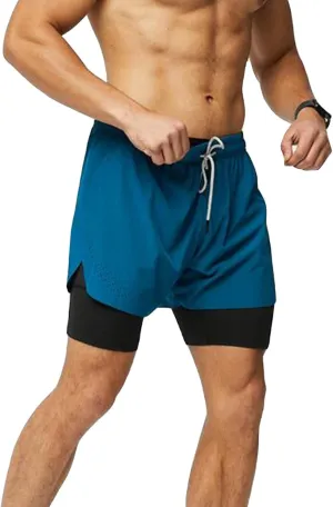 2 In 1 Jogging Shorts Men Liner Workout Running Shorts Lighweight Quick Dry Casual Summer Shorts