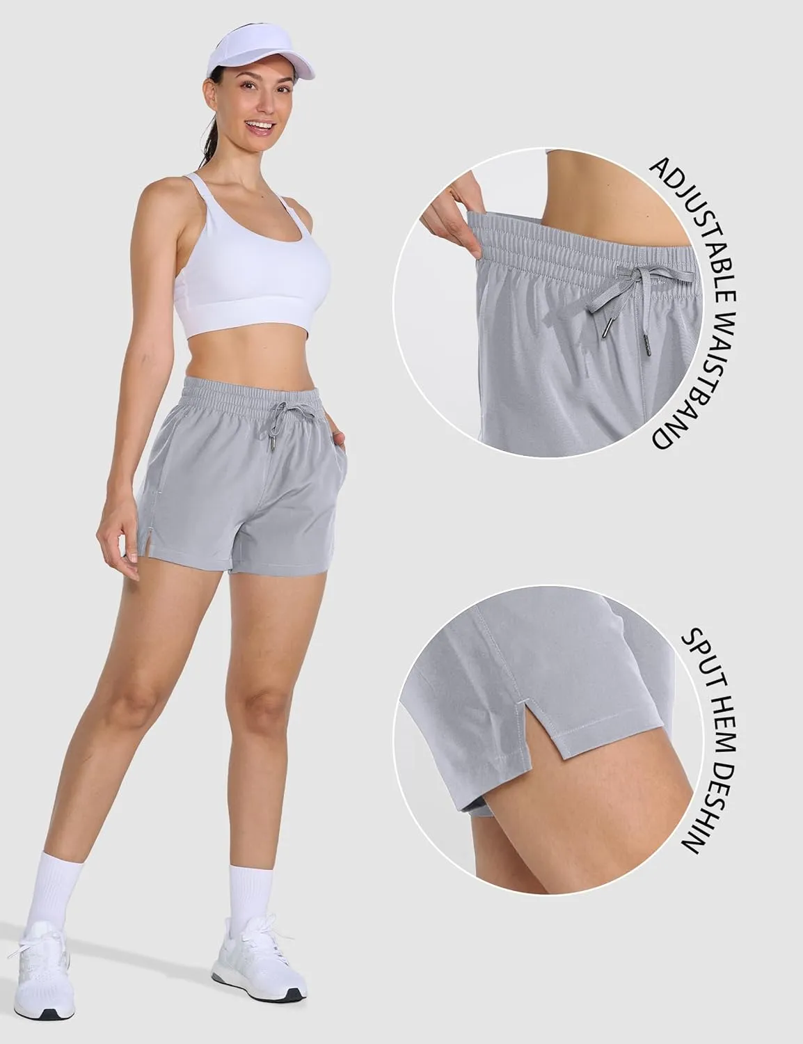 2 Pack 3" Womens Athletic Shorts Basic Running Shorts Lightweight Quick Dry Gym Workout Shorts with Pockets