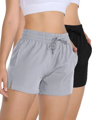 2 Pack 3" Womens Athletic Shorts Basic Running Shorts Lightweight Quick Dry Gym Workout Shorts with Pockets