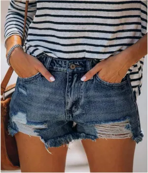 2025 Women Destroyed Denim Shorts High Waisted Jean Shorts Sexy Ripped Jeans Stretch Distressed Denim Pants
