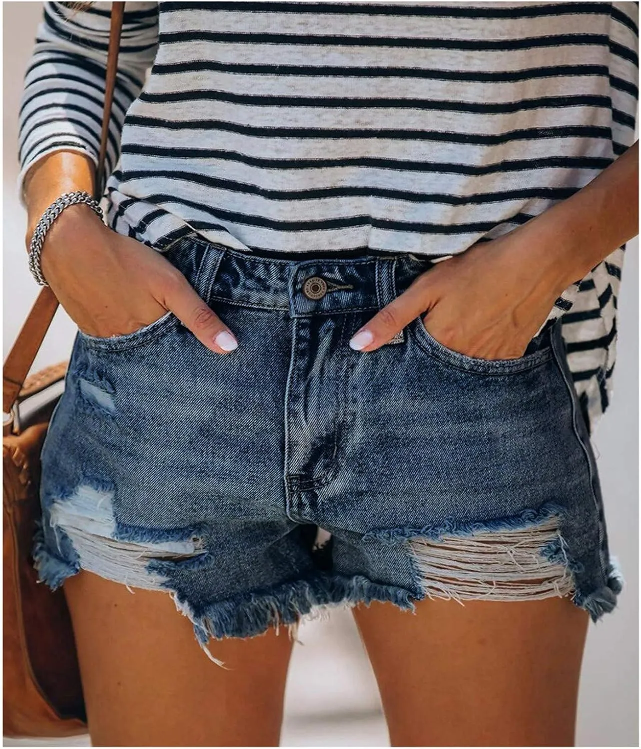 2025 Women Destroyed Denim Shorts High Waisted Jean Shorts Sexy Ripped Jeans Stretch Distressed Denim Pants