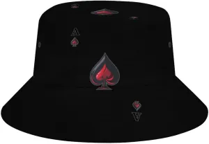 Aceess Cards Poker Bucket Hat Lightweight Fishing Hat Wide Brim Sun Protection Cap for Men Women