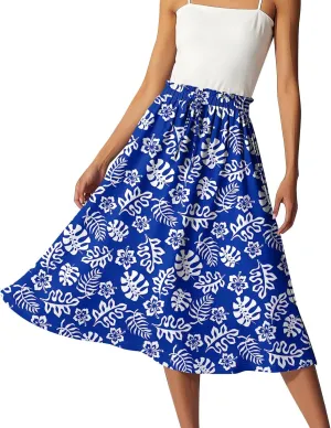 ADHOWBEW Boho Skirts for Women Beach A Line Plus Size Flowy High Waisted Cute Casual Midi Length Ruffle Trendy Spring Skirts