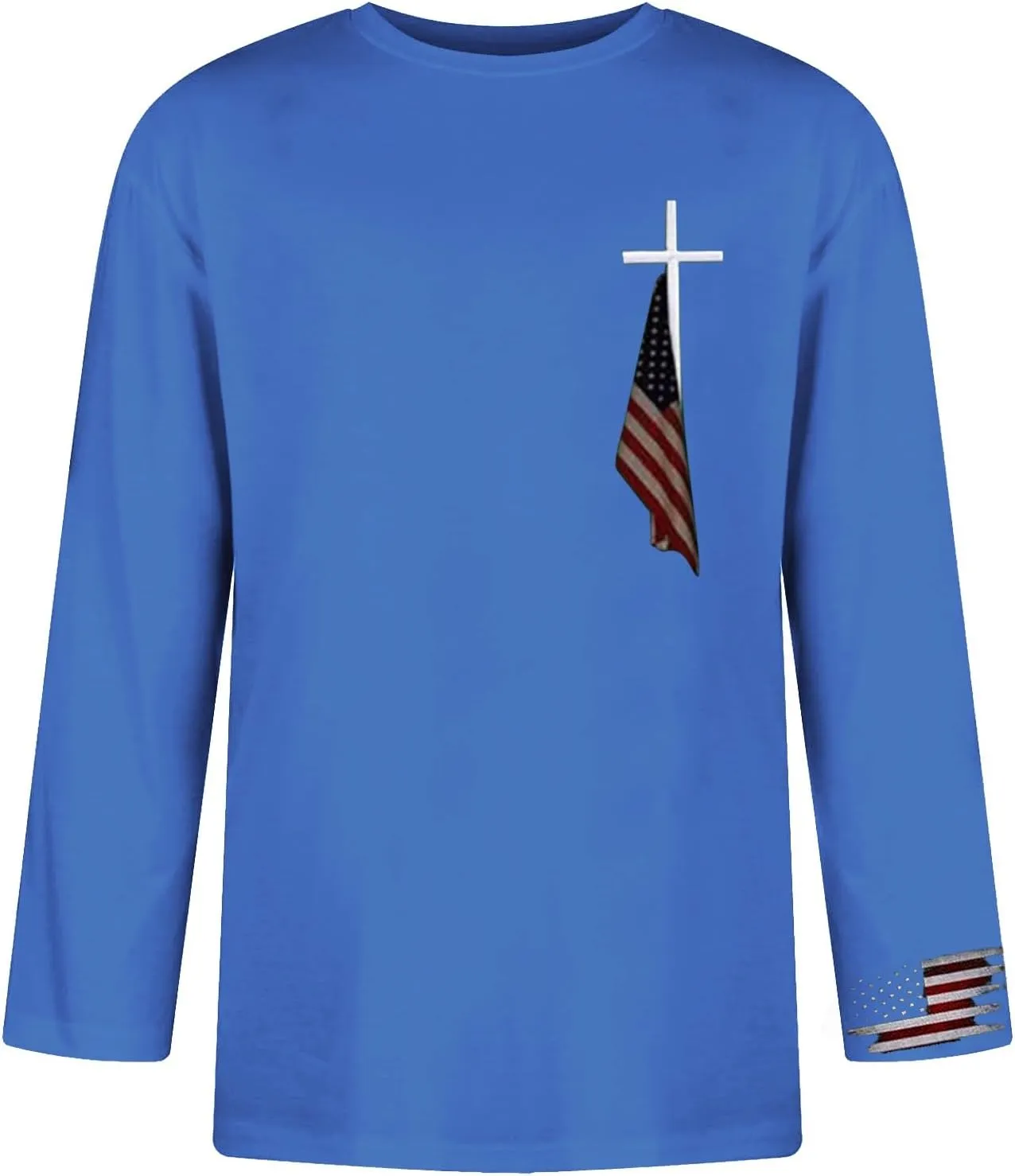 American Flag T Shirt for Men 3/4 Sleeve Crew Neck Cotton Shirts Quick Dry Gym Yoga Athletic Workout Tees Tops