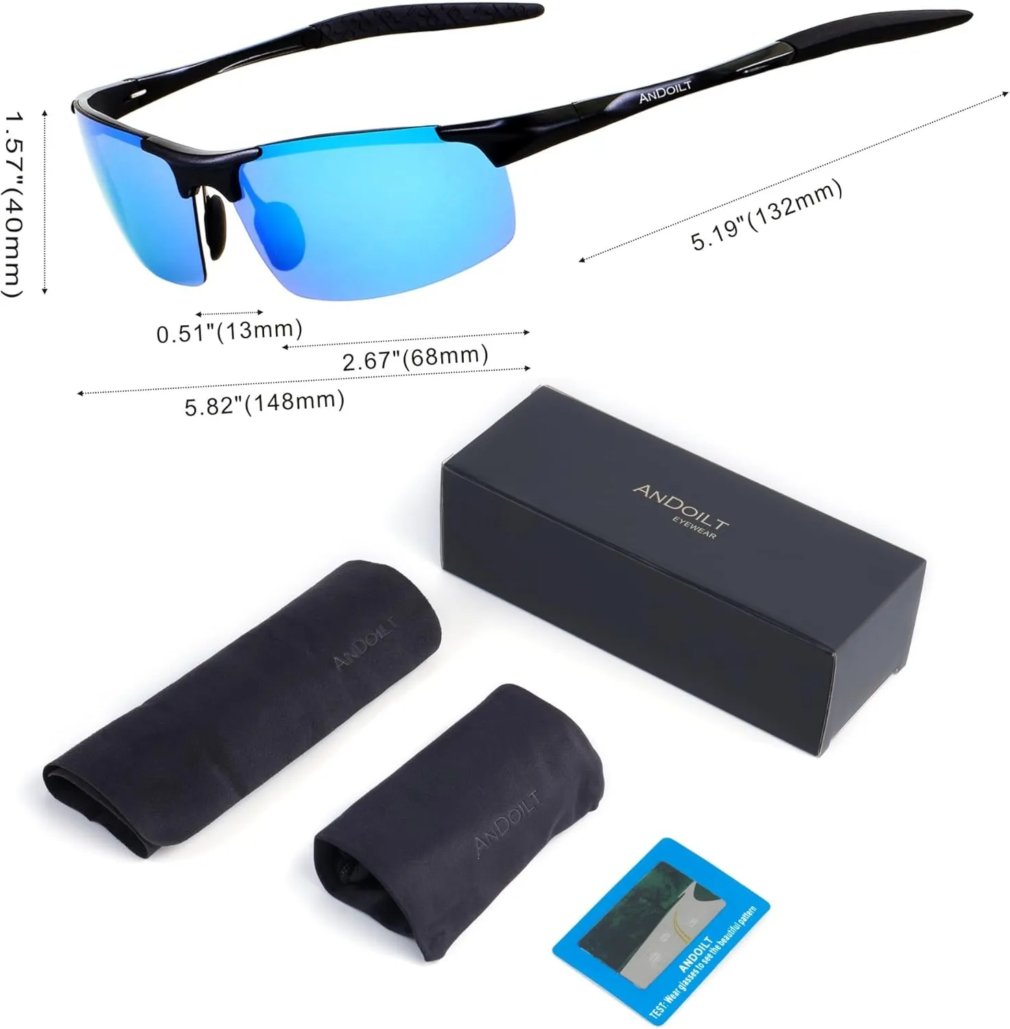 ANDOILT Mens Sports Polarized Sunglasses UV Protection Sunglasses for Men Fishing Driving