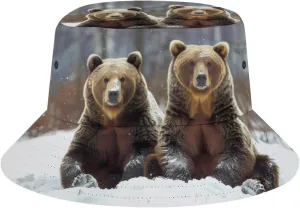 Animal Brown Bear Bucket Hat Lightweight Fishing Hat Wide Brim Sun Protection Cap for Men Women