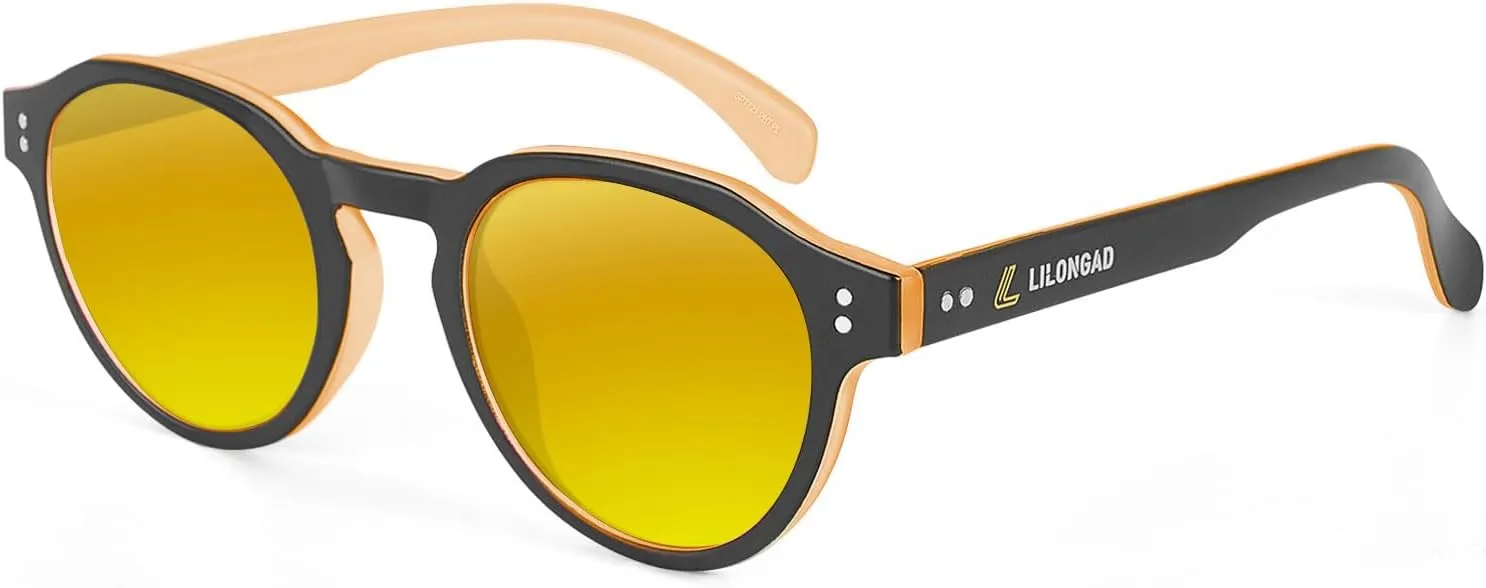 Anti Scratch Polarized Sunglasses for Men and Women, Lightweight Sun Glasses with UV Protection for Driving Running Fishing Golf Orange/Yellow Revo