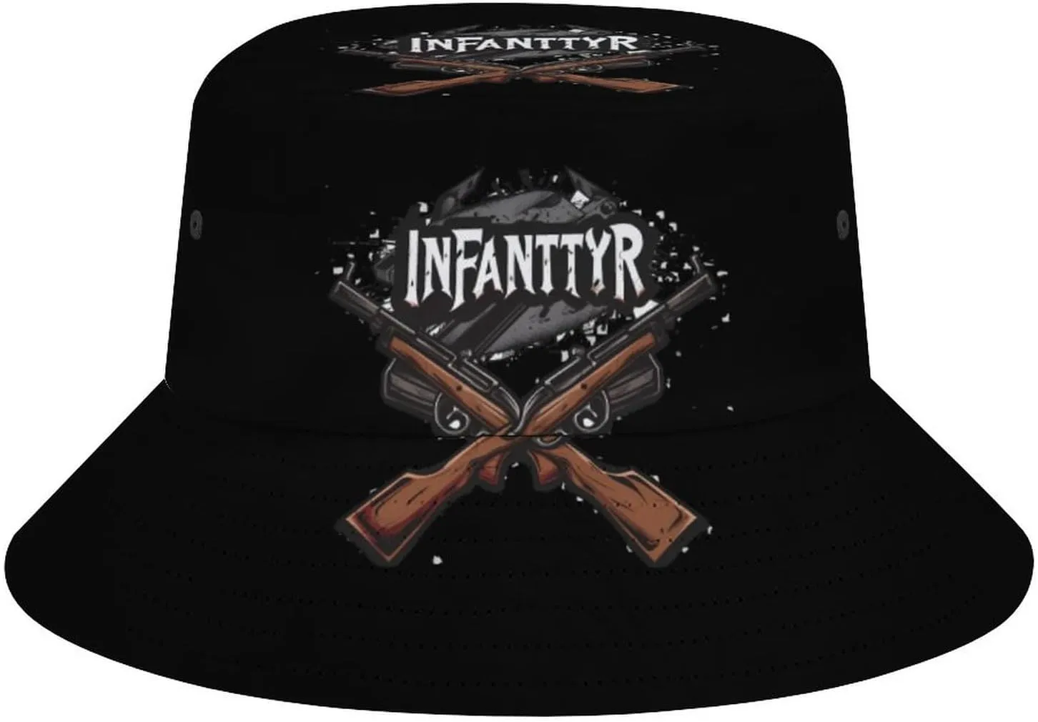 Army Infantry Crossed Rifles Bucket Hat Lightweight Fishing Hat Wide Brim Sun Protection Cap for Men Women