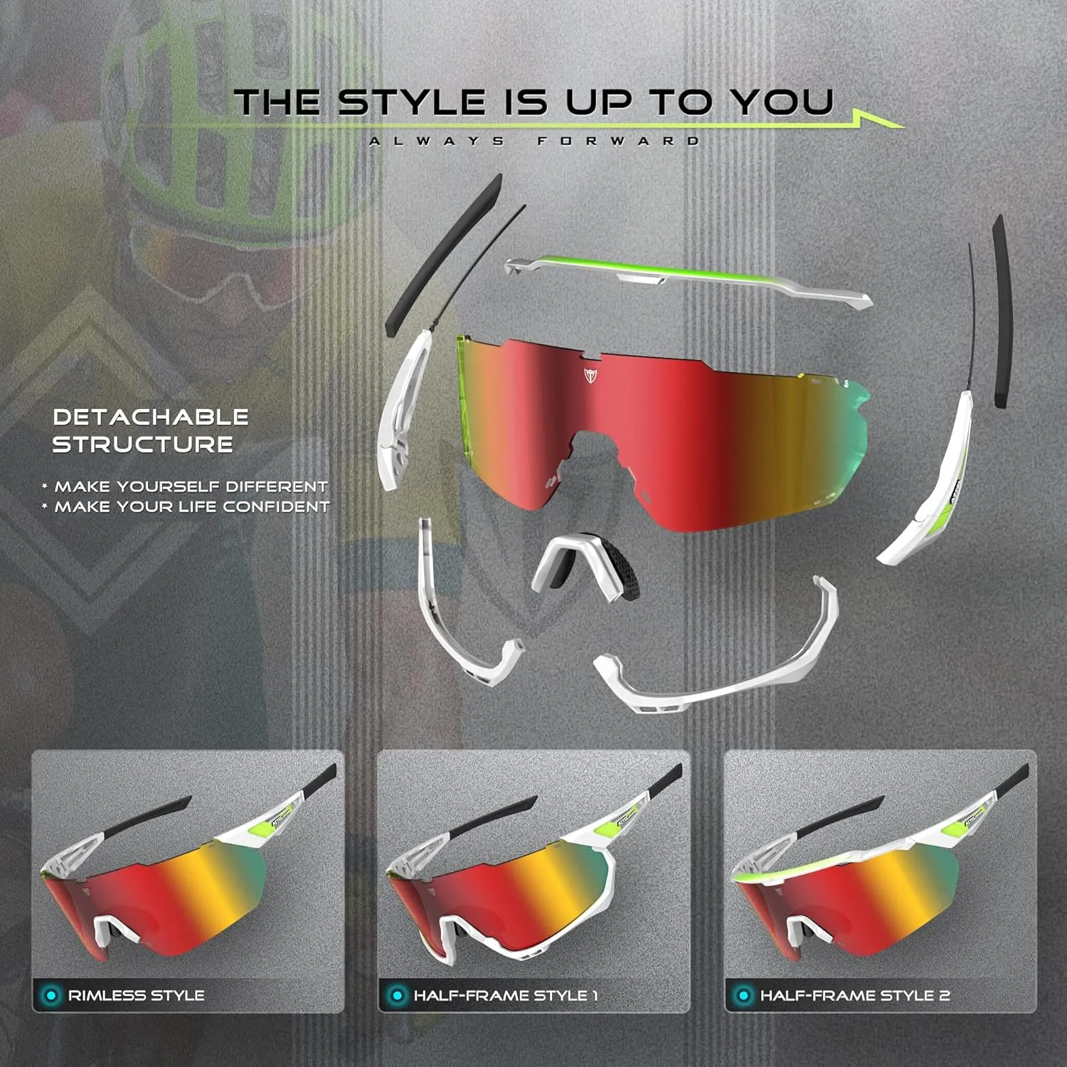 ATTCL Luxury Cycling Sunglasses for Men Women Sports Glasses,UV 400 Protection for Cycling, Skiing, Driving