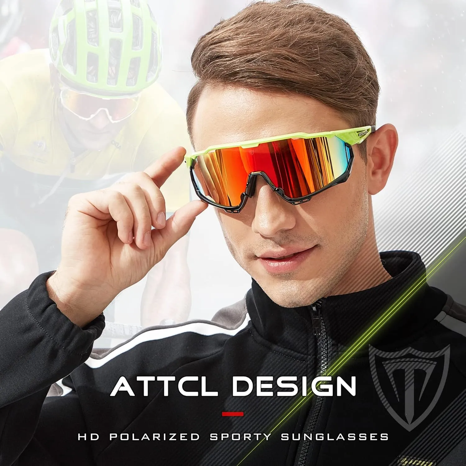 ATTCL Luxury Cycling Sunglasses for Men Women Sports Glasses,UV 400 Protection for Cycling, Skiing, Driving