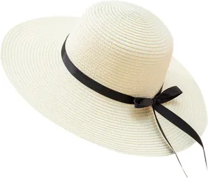 Beach Hats for Women Big Straw Wide Brim Summer Hat Floppy Foldable Roll up Cap Sun Hat UPF 50  Visor Hats