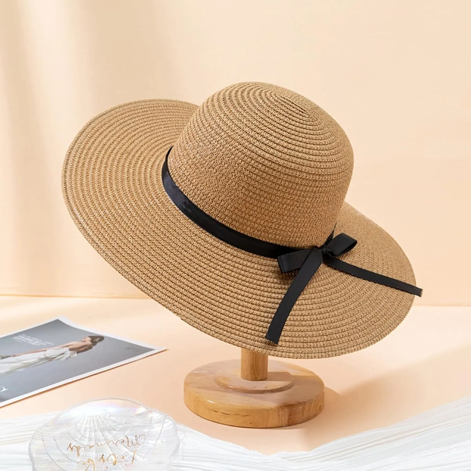 Beach Hats for Women Big Straw Wide Brim Summer Hat Floppy Foldable Roll up Cap Sun Hat UPF 50  Visor Hats