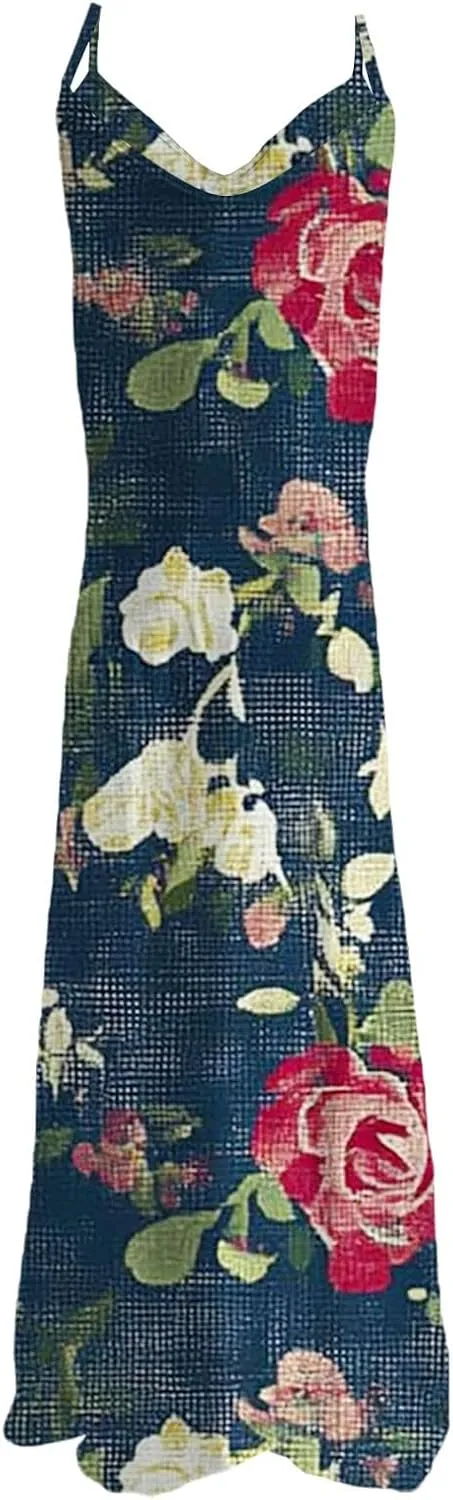 Beach Vacation Short Sleeve Crewneck Long Skirt Casual Flower Sleeveless V A Line Swing Casual Party Cocktail