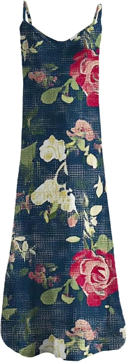 Beach Vacation Short Sleeve Crewneck Long Skirt Casual Flower Sleeveless V A Line Swing Casual Party Cocktail
