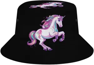 Beautiful Uni-corn-horse Bucket Hat Lightweight Fishing Hat Wide Brim Sun Protection Cap for Men Women