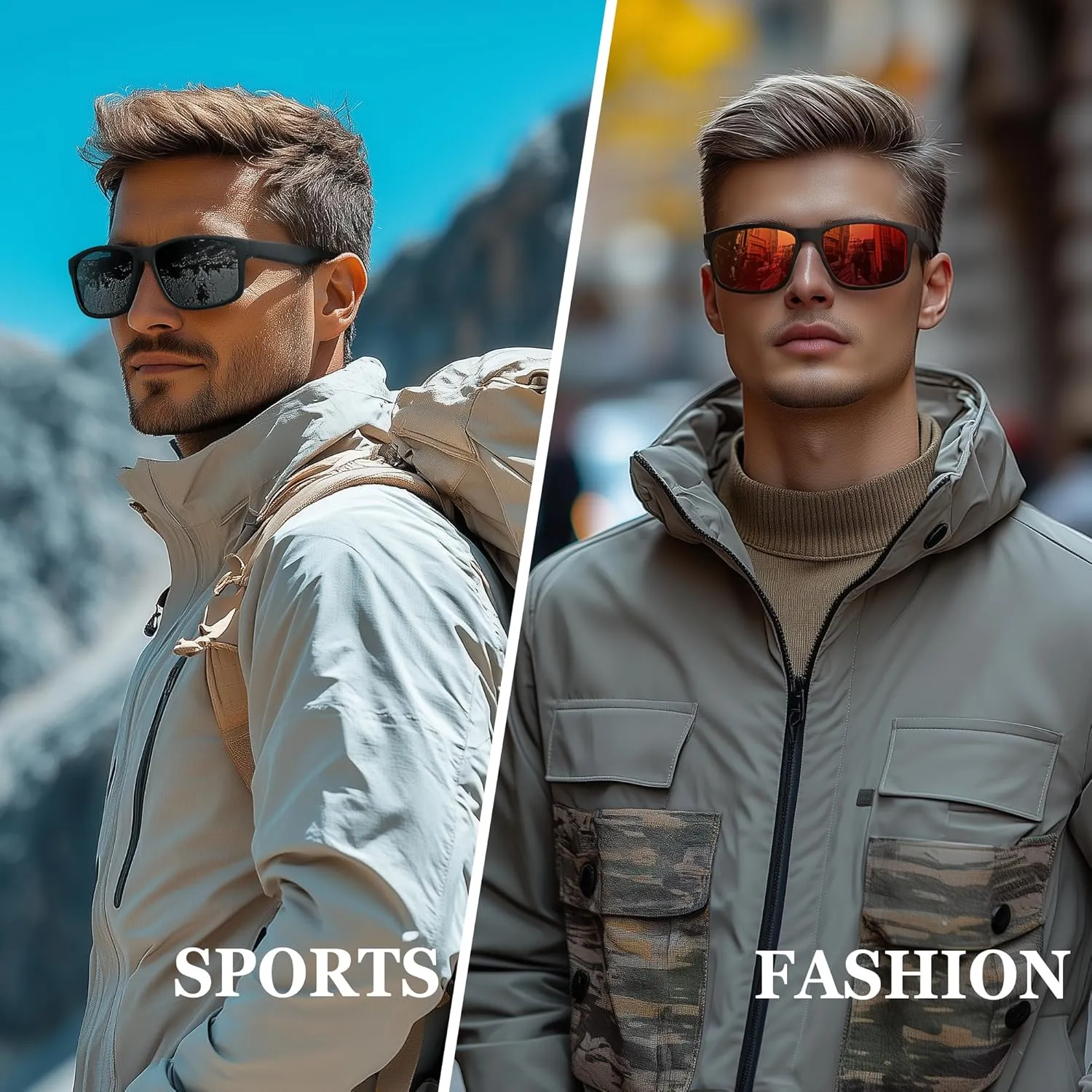 Black Polarized Sunglasses Men - Mens/Womens Sunglasses with UV Blocking for Driving and Hiking