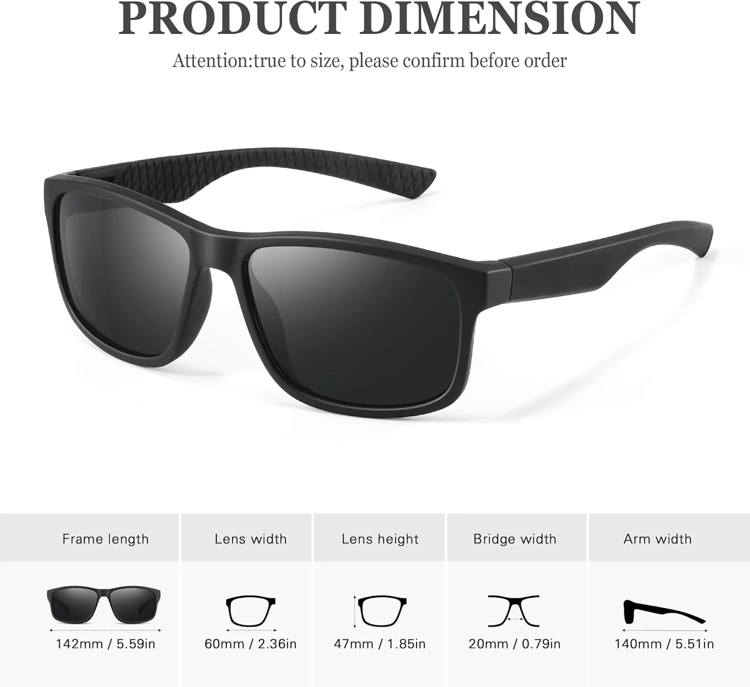 Black Polarized Sunglasses Men - Mens/Womens Sunglasses with UV Blocking for Driving and Hiking