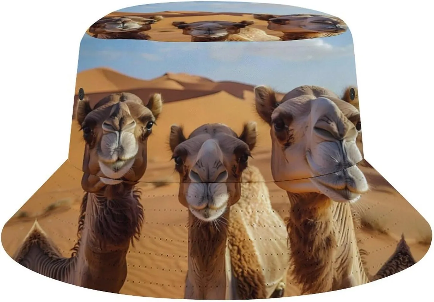 Camels in Desert Photos Bucket Hat Lightweight Fishing Hat Wide Brim Sun Protection Cap for Men Women