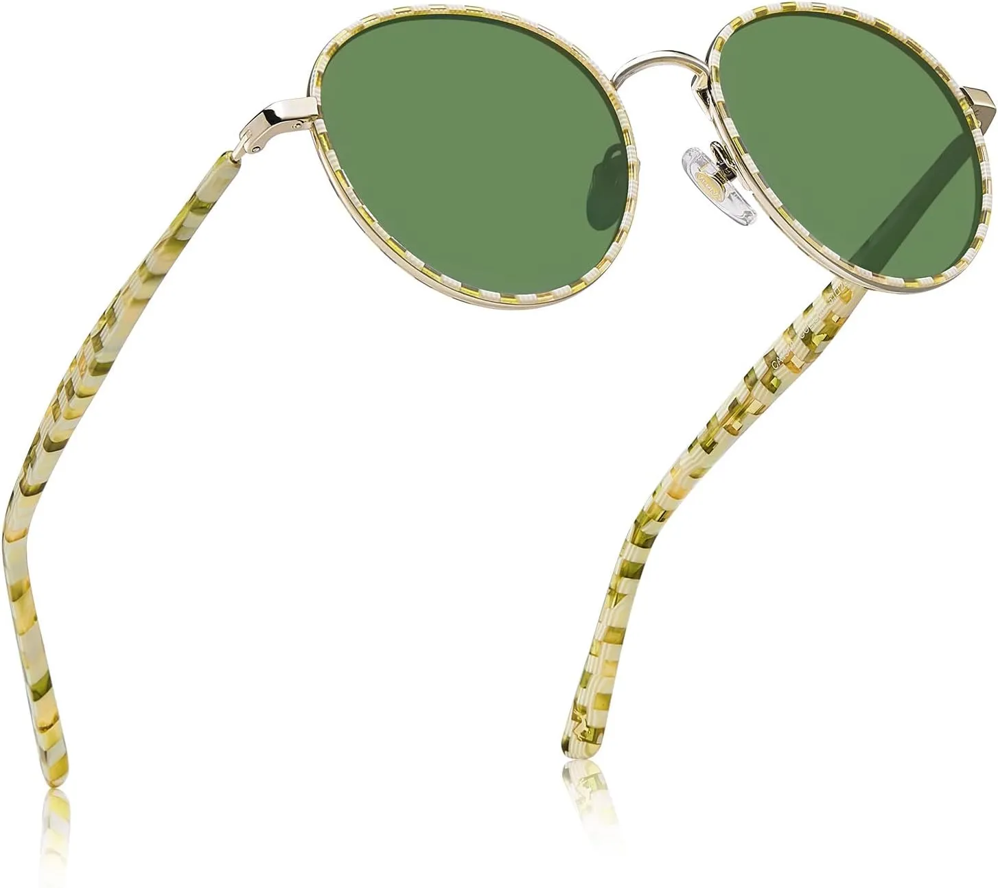 CARFIA Metal Acetate Polarized Sunglasses for Women UV400 Protection, Retro Small Round Anti-Glare Glasses Driving Shades