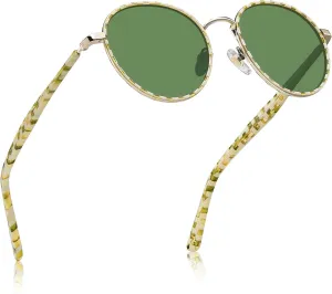 CARFIA Metal Acetate Polarized Sunglasses for Women UV400 Protection, Retro Small Round Anti-Glare Glasses Driving Shades