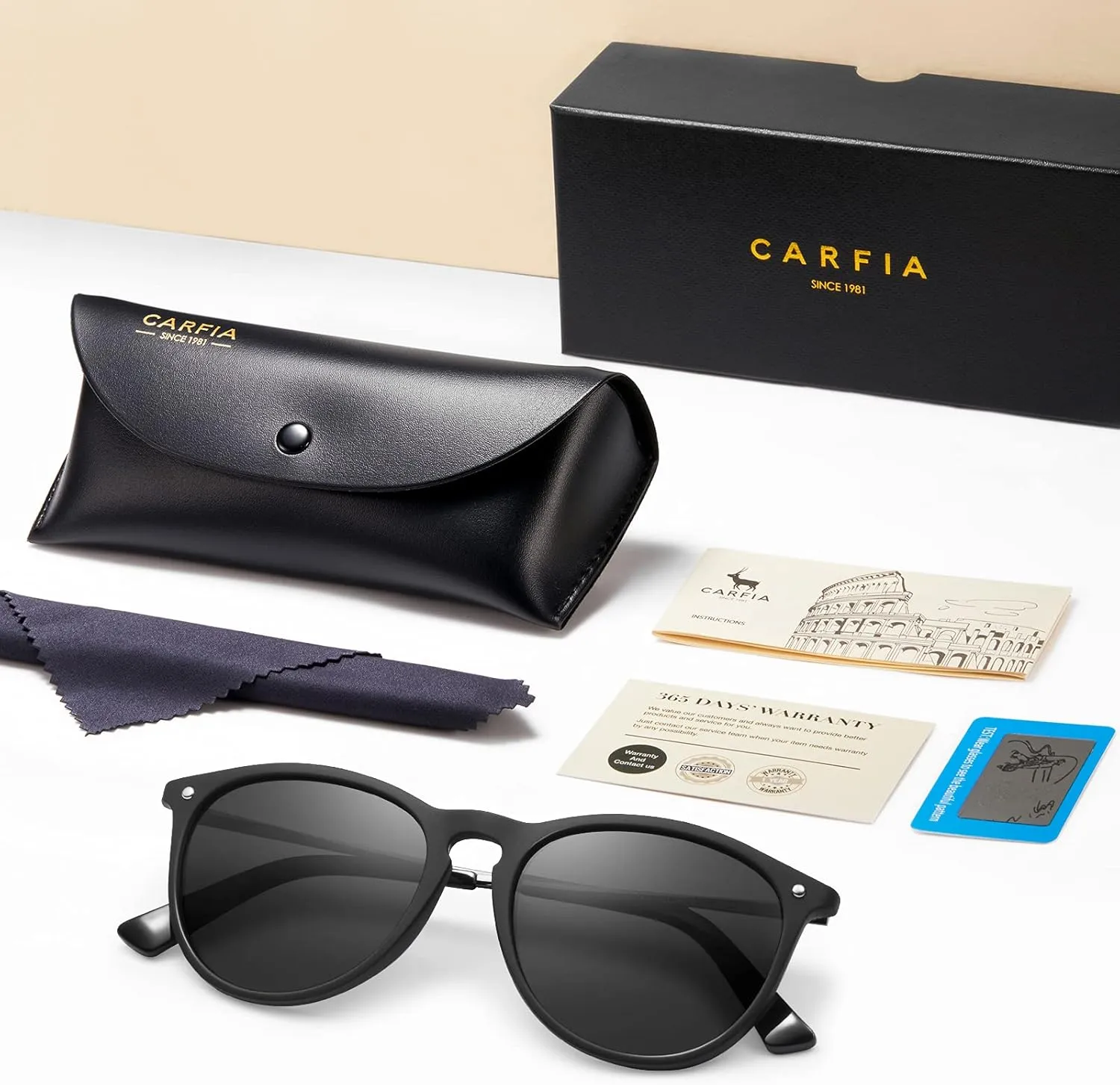 CARFIA Trendy Sunglasses for Women Polarized UV Protection Classic Retro Style CA5100