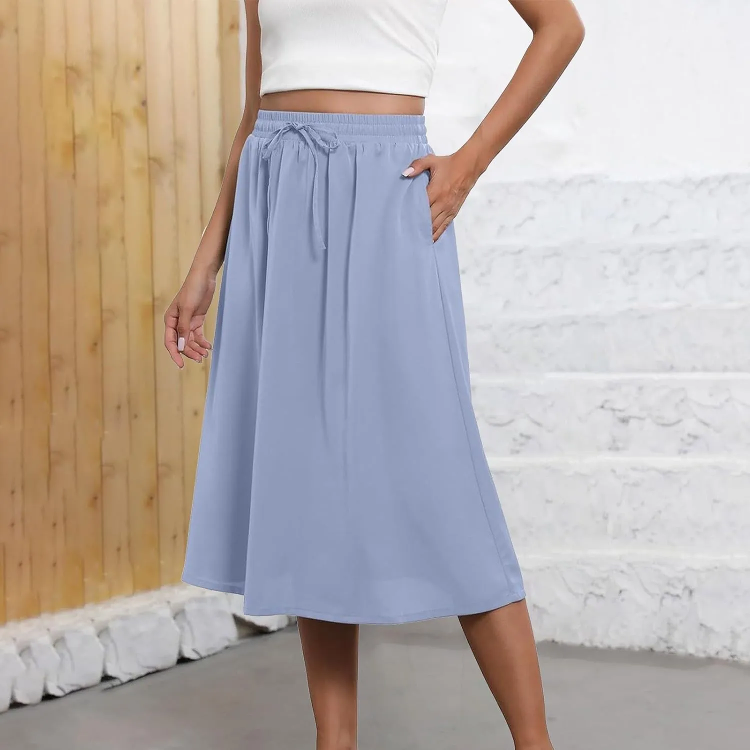 Casual Summer Boho Maxi Skirts for Women High Waist Floral Print Tiered Ruffle Flowy Elastic Waist Beach Long Skirt