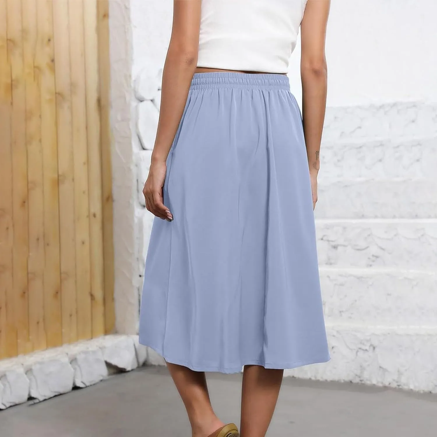 Casual Summer Boho Maxi Skirts for Women High Waist Floral Print Tiered Ruffle Flowy Elastic Waist Beach Long Skirt