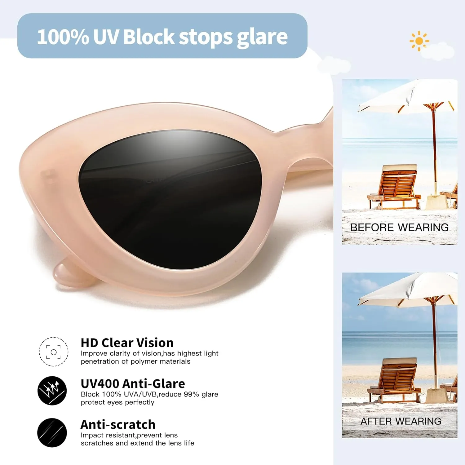 Cat Eye Sunglasses for Women, Trendy Retro UV Protection Sunglass, Stylish Vintage Cute Shades