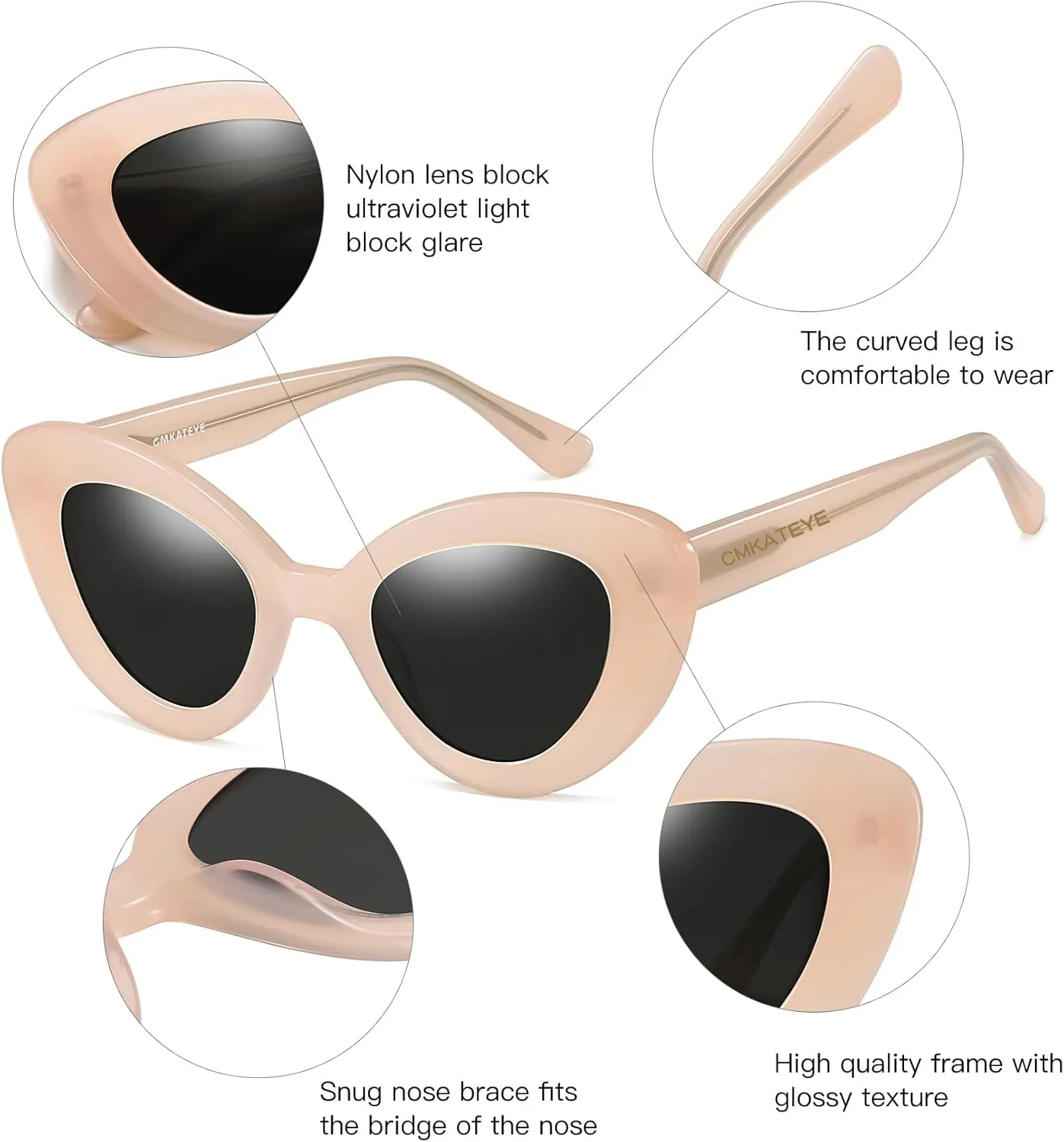 Cat Eye Sunglasses for Women, Trendy Retro UV Protection Sunglass, Stylish Vintage Cute Shades