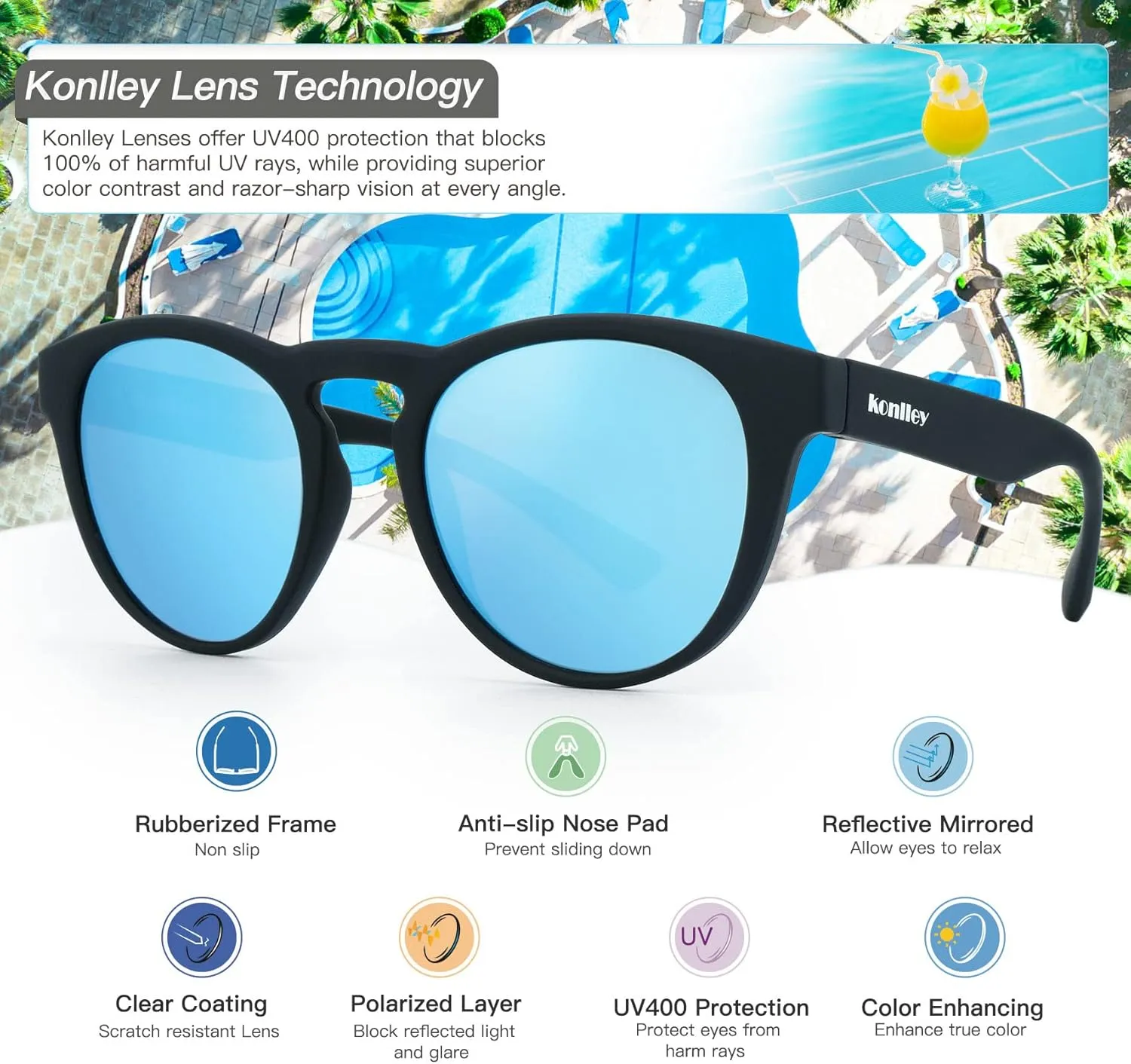 Cat Eye Sunglasses Retro Vintage Eyewear Non-slip Round Sunglasses for Men & Women Polarized/Non-Polarized Lens UV Protection