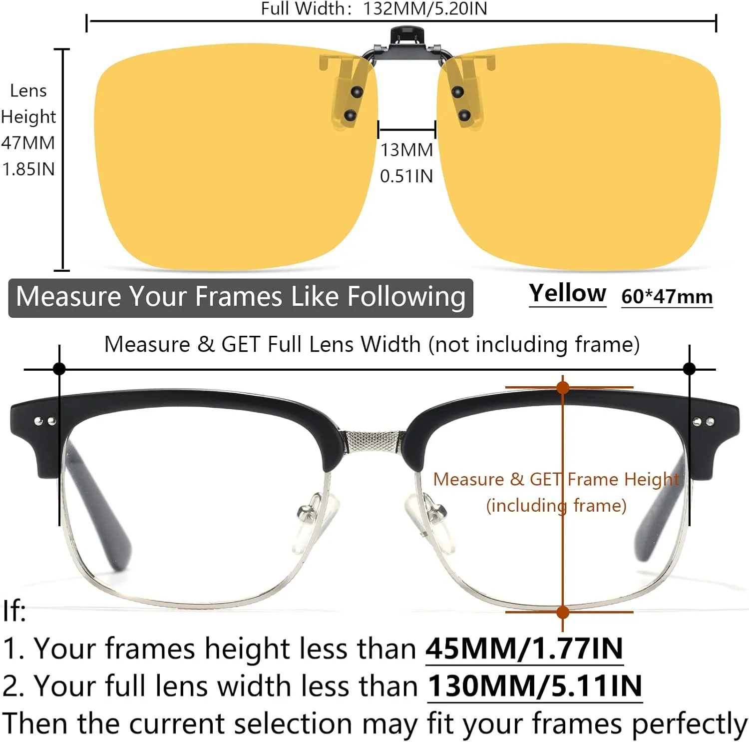 CAXMAN Polarized Clip On Sunglasses Over Prescription Glasses for Men Women UV Protection