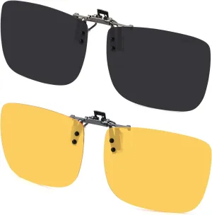 CAXMAN Polarized Clip On Sunglasses Over Prescription Glasses for Men Women UV Protection