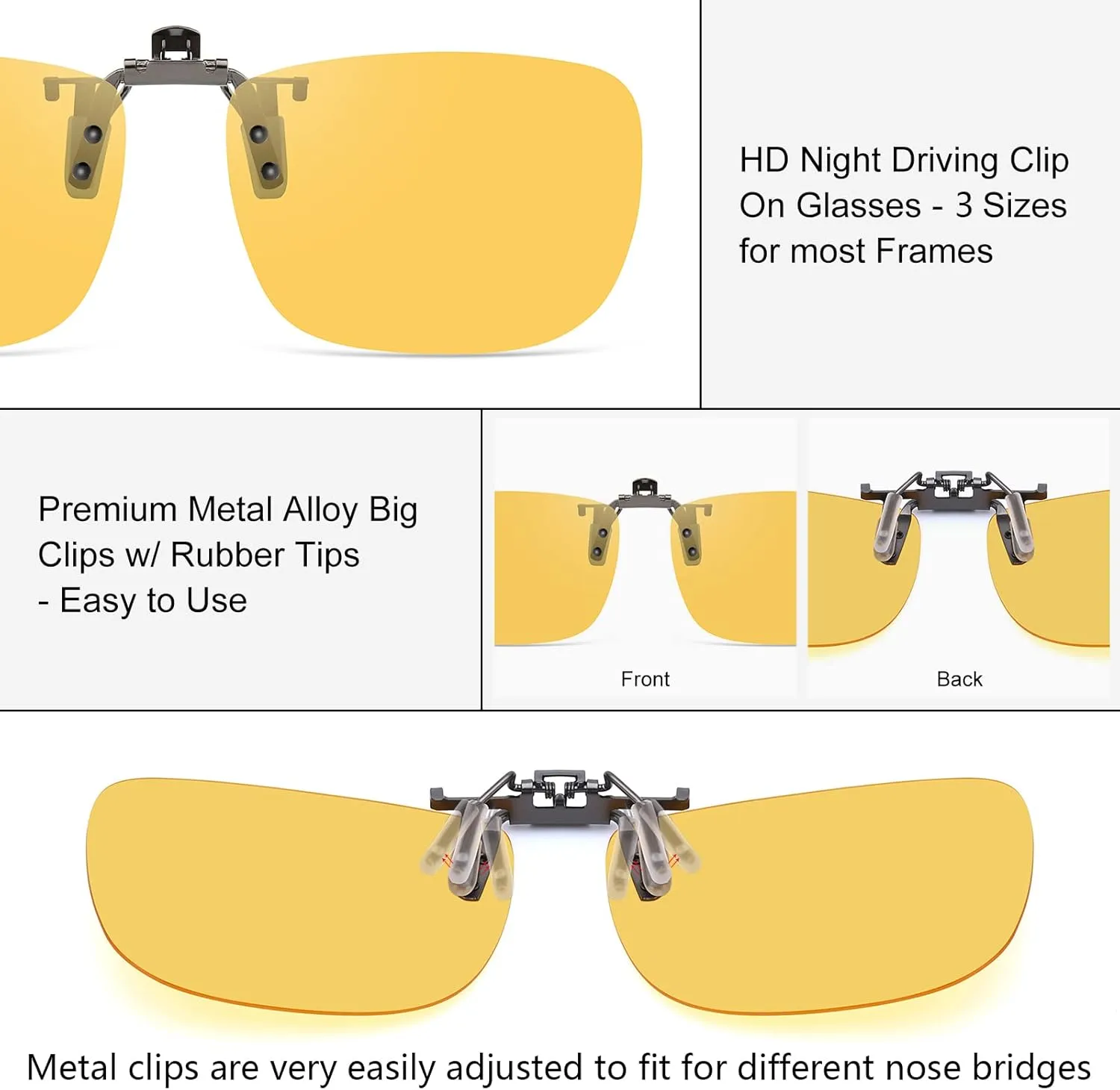 CAXMAN Polarized Clip On Sunglasses Over Prescription Glasses for Men Women UV Protection