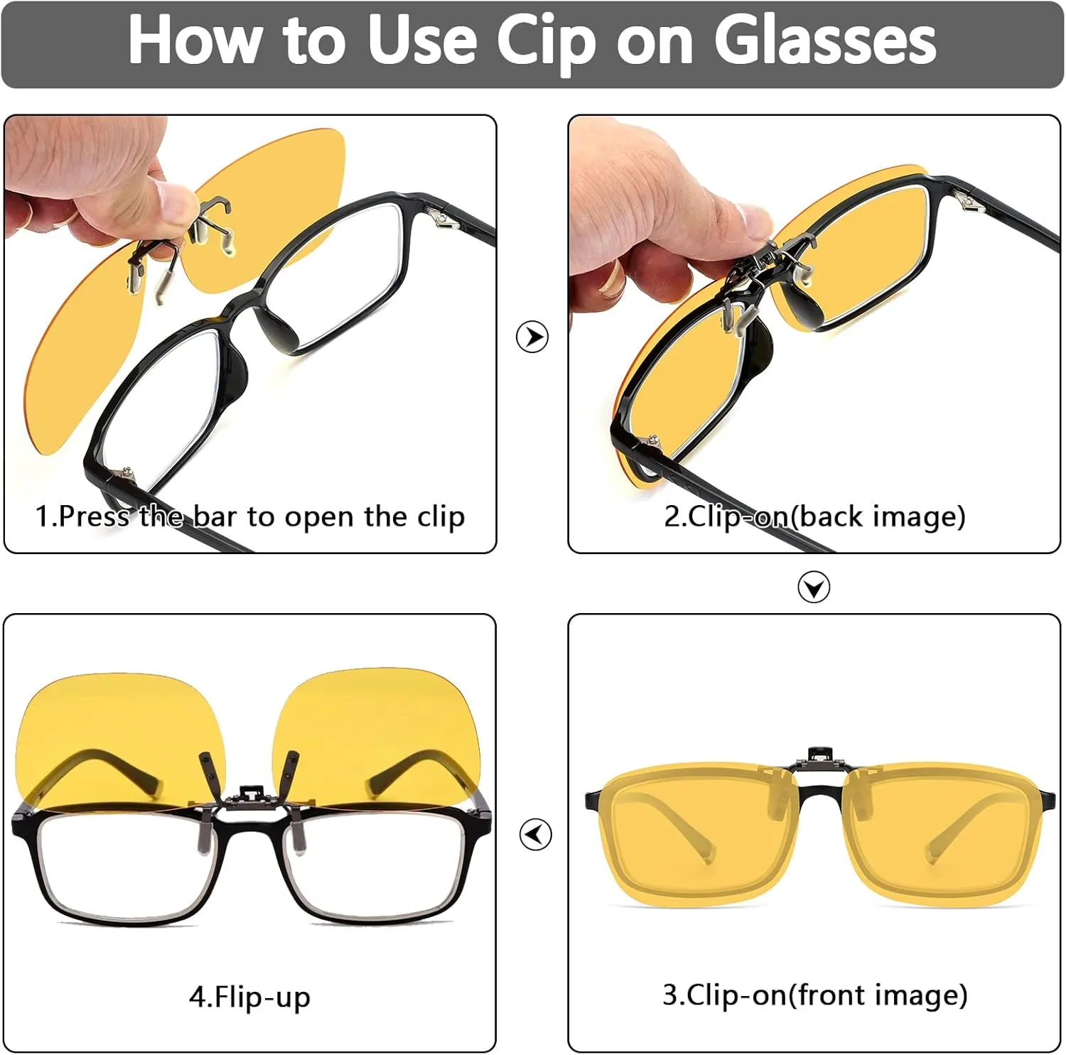CAXMAN Polarized Clip On Sunglasses Over Prescription Glasses for Men Women UV Protection