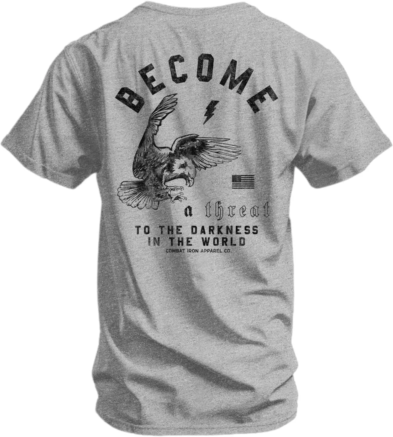 Combat Iron Men's Graphic T-Shirt | Become a Threat to The Darkness | Athletic Fit, Tagless Comfort