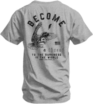 Combat Iron Men's Graphic T-Shirt | Become a Threat to The Darkness | Athletic Fit, Tagless Comfort