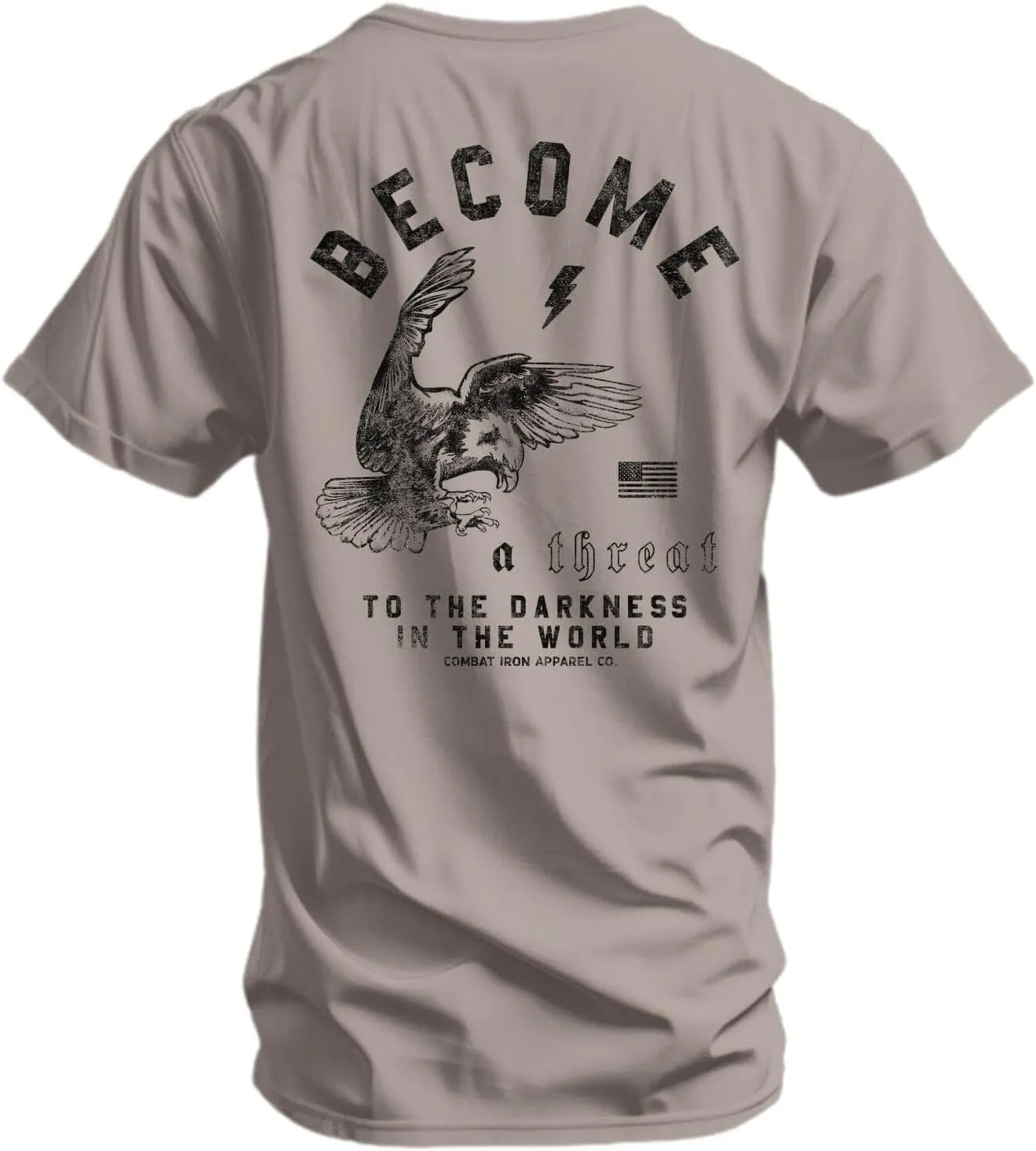 Combat Iron Men's Graphic T-Shirt | Become a Threat to The Darkness | Athletic Fit, Tagless Comfort