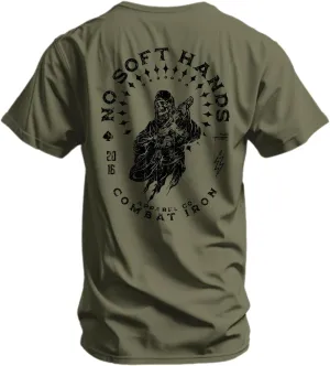 Combat Iron Men's Graphic T-Shirt | No Soft Hands, Reaper | Cotton-Poly Blend | Athletic Fit, Tagless Comfort