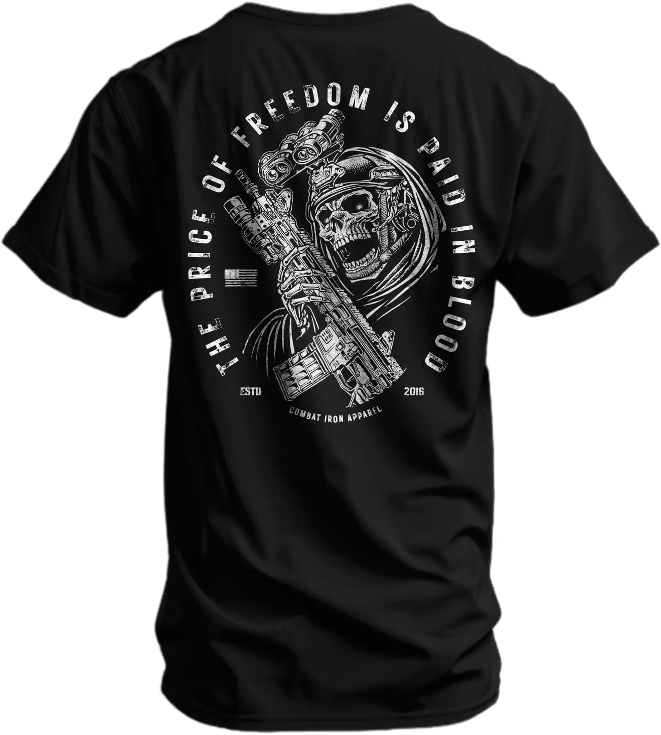 Combat Iron Men's Graphic T-Shirt | The Price of Freedom | Cotton-Poly Blend | Athletic Fit, Tagless Comfort