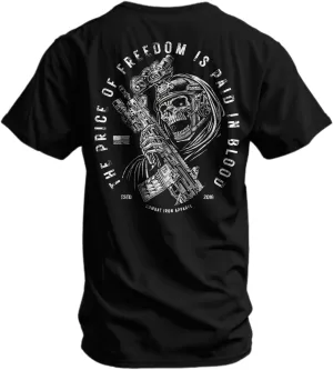 Combat Iron Men's Graphic T-Shirt | The Price of Freedom | Cotton-Poly Blend | Athletic Fit, Tagless Comfort