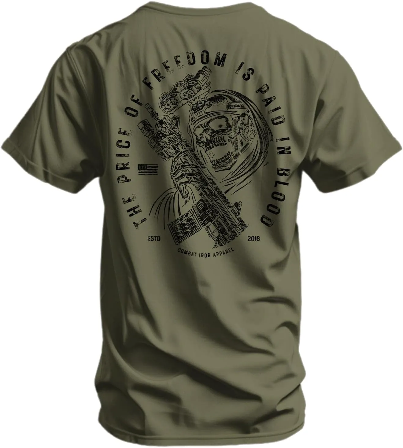 Combat Iron Men's Graphic T-Shirt | The Price of Freedom | Cotton-Poly Blend | Athletic Fit, Tagless Comfort