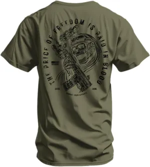 Combat Iron Men's Graphic T-Shirt | The Price of Freedom | Cotton-Poly Blend | Athletic Fit, Tagless Comfort