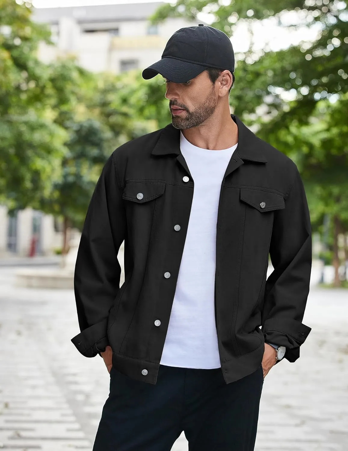 COOFANDY Men's Cotton Denim Jacket Lightweight Trucker Jackets Casual Washed Jean Jacket