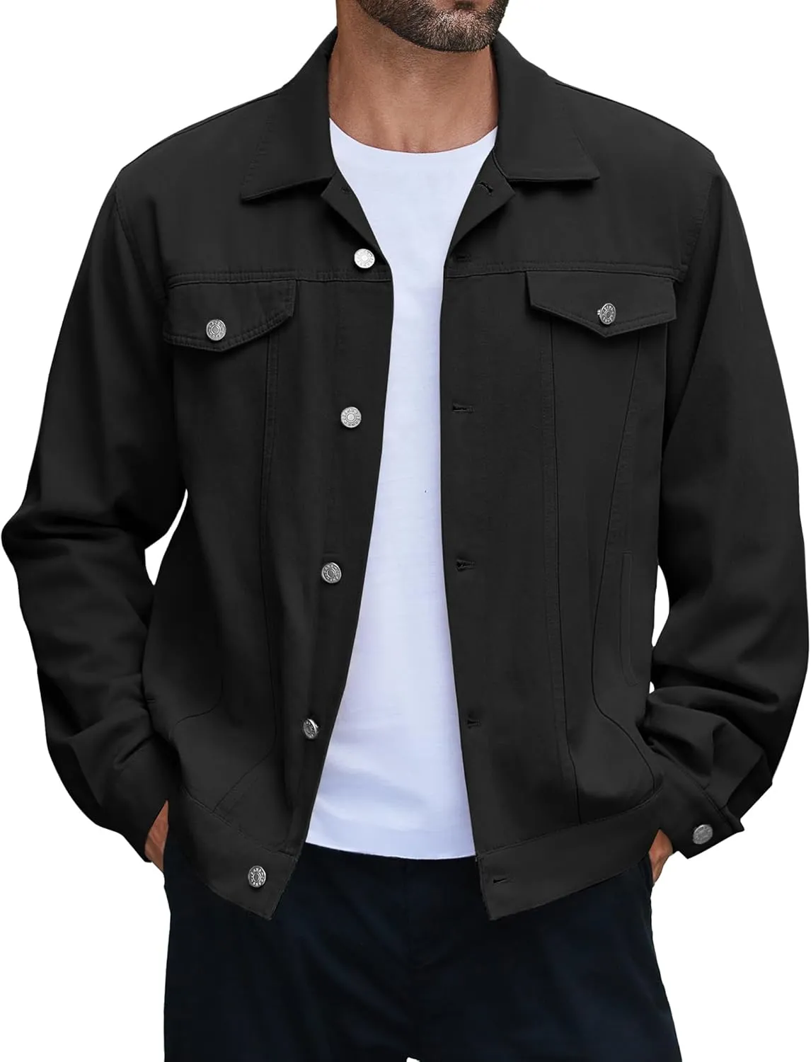 COOFANDY Men's Cotton Denim Jacket Lightweight Trucker Jackets Casual Washed Jean Jacket