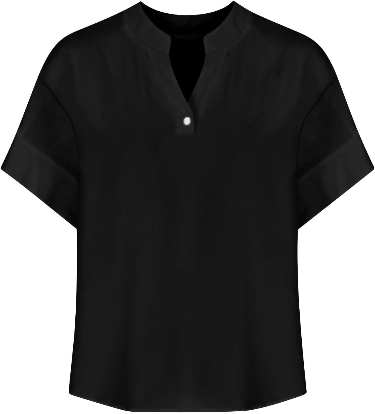 Cotton Linen Shirts for Women V Neck Button Down Blouse Loose Fit Oversized T Shirts Short Sleeve Casual Tops 2025
