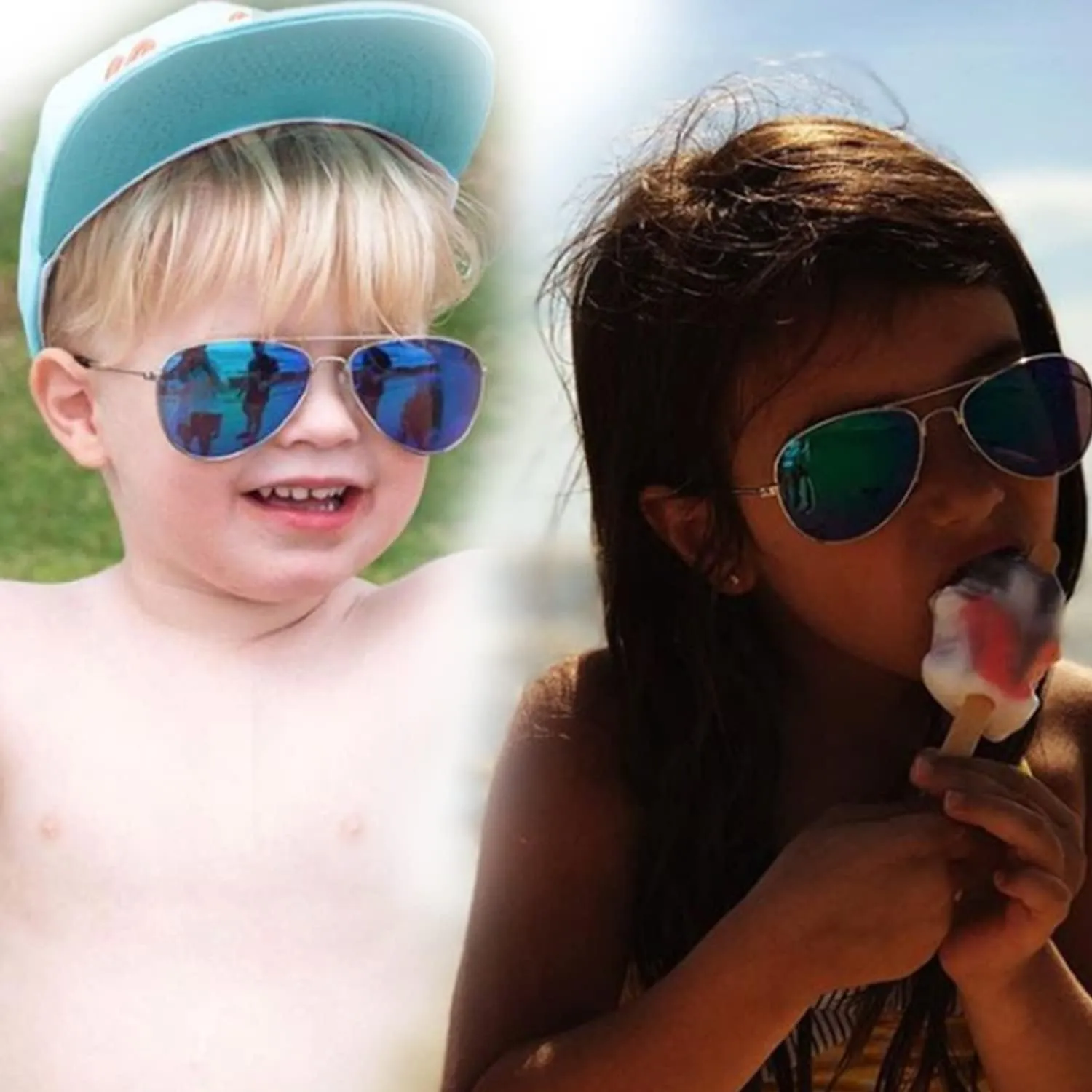 Creamily Kids Aviator Sunglasses UV Protection Aviator Sunglasses for Little Girls Boys Age 2-9