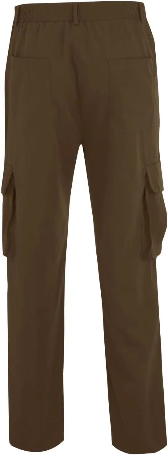 CRNTCEM Mens Casual Straight Cargo Pants Lightweight Elastic Waisted Workout Work Sweatpants Cozy Military Tactical Trousers