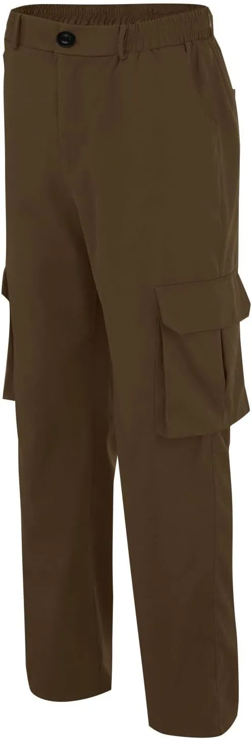 CRNTCEM Mens Casual Straight Cargo Pants Lightweight Elastic Waisted Workout Work Sweatpants Cozy Military Tactical Trousers